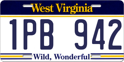 WV license plate 1PB942