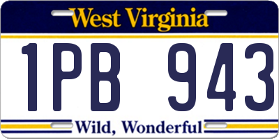 WV license plate 1PB943