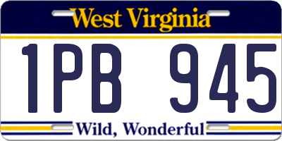 WV license plate 1PB945