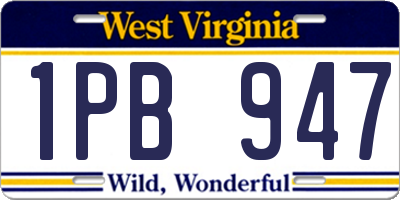 WV license plate 1PB947