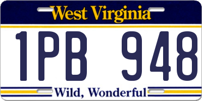WV license plate 1PB948