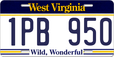 WV license plate 1PB950