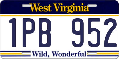 WV license plate 1PB952