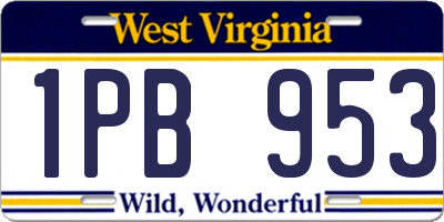 WV license plate 1PB953