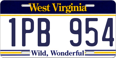 WV license plate 1PB954