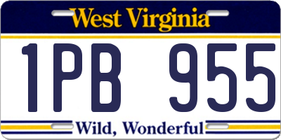 WV license plate 1PB955