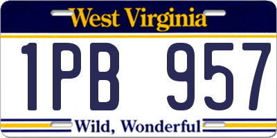 WV license plate 1PB957