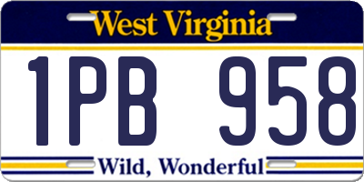 WV license plate 1PB958