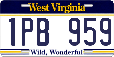 WV license plate 1PB959