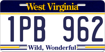 WV license plate 1PB962
