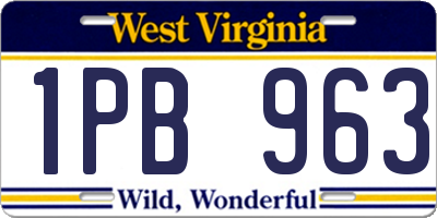 WV license plate 1PB963