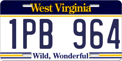 WV license plate 1PB964