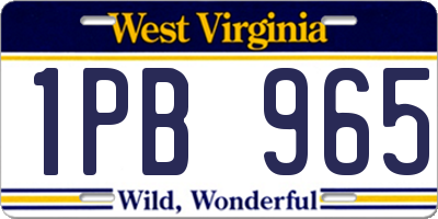 WV license plate 1PB965