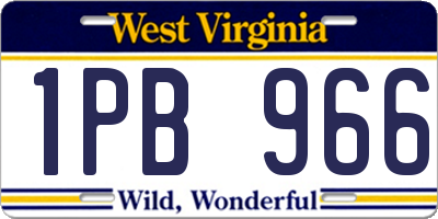 WV license plate 1PB966