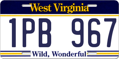 WV license plate 1PB967