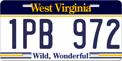 WV license plate 1PB972