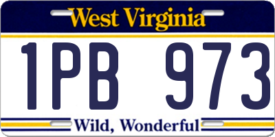WV license plate 1PB973