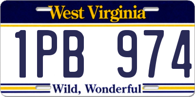 WV license plate 1PB974