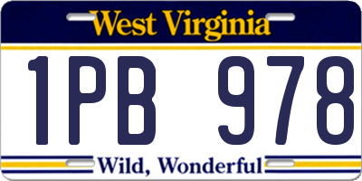 WV license plate 1PB978