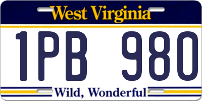 WV license plate 1PB980