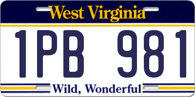 WV license plate 1PB981