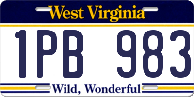 WV license plate 1PB983
