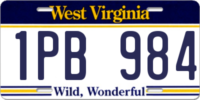 WV license plate 1PB984