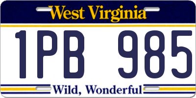 WV license plate 1PB985