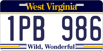 WV license plate 1PB986