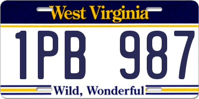 WV license plate 1PB987