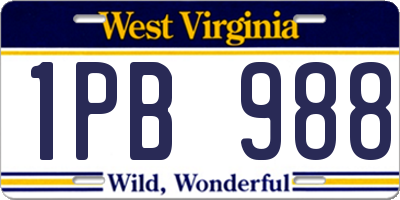 WV license plate 1PB988