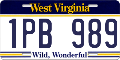 WV license plate 1PB989