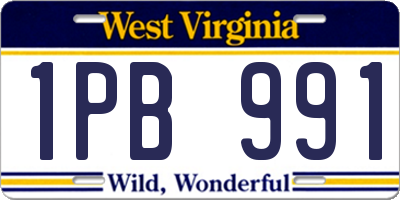 WV license plate 1PB991