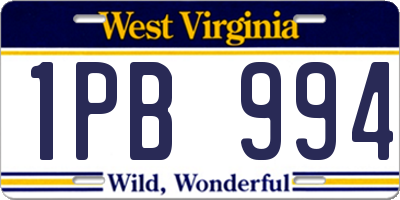 WV license plate 1PB994