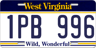 WV license plate 1PB996