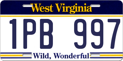 WV license plate 1PB997