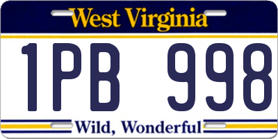WV license plate 1PB998