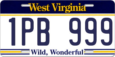 WV license plate 1PB999