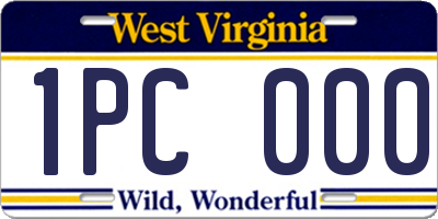 WV license plate 1PC000