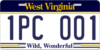 WV license plate 1PC001