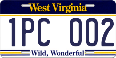 WV license plate 1PC002
