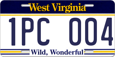 WV license plate 1PC004