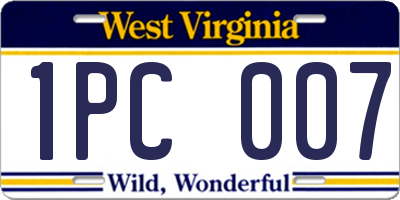WV license plate 1PC007