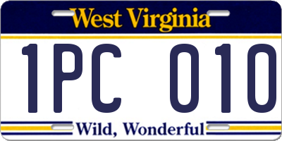 WV license plate 1PC010