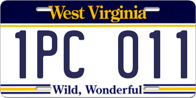 WV license plate 1PC011