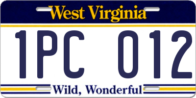 WV license plate 1PC012
