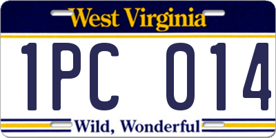 WV license plate 1PC014