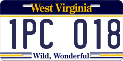 WV license plate 1PC018
