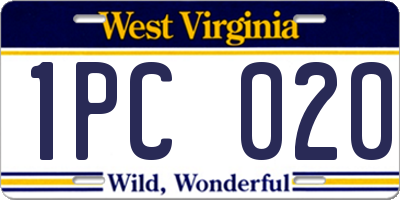 WV license plate 1PC020