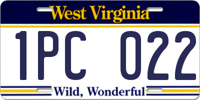 WV license plate 1PC022